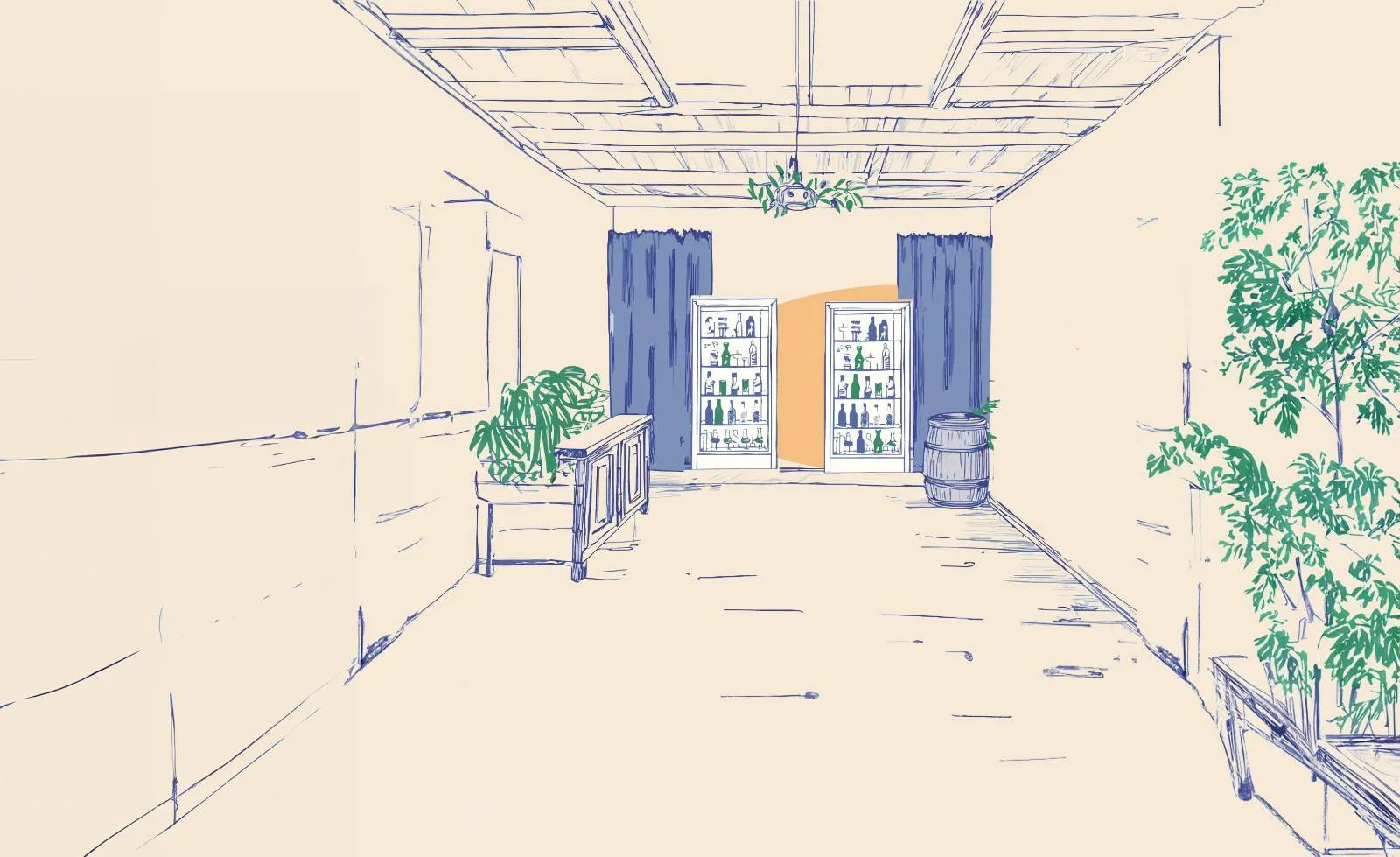 An illustration of the beer shop